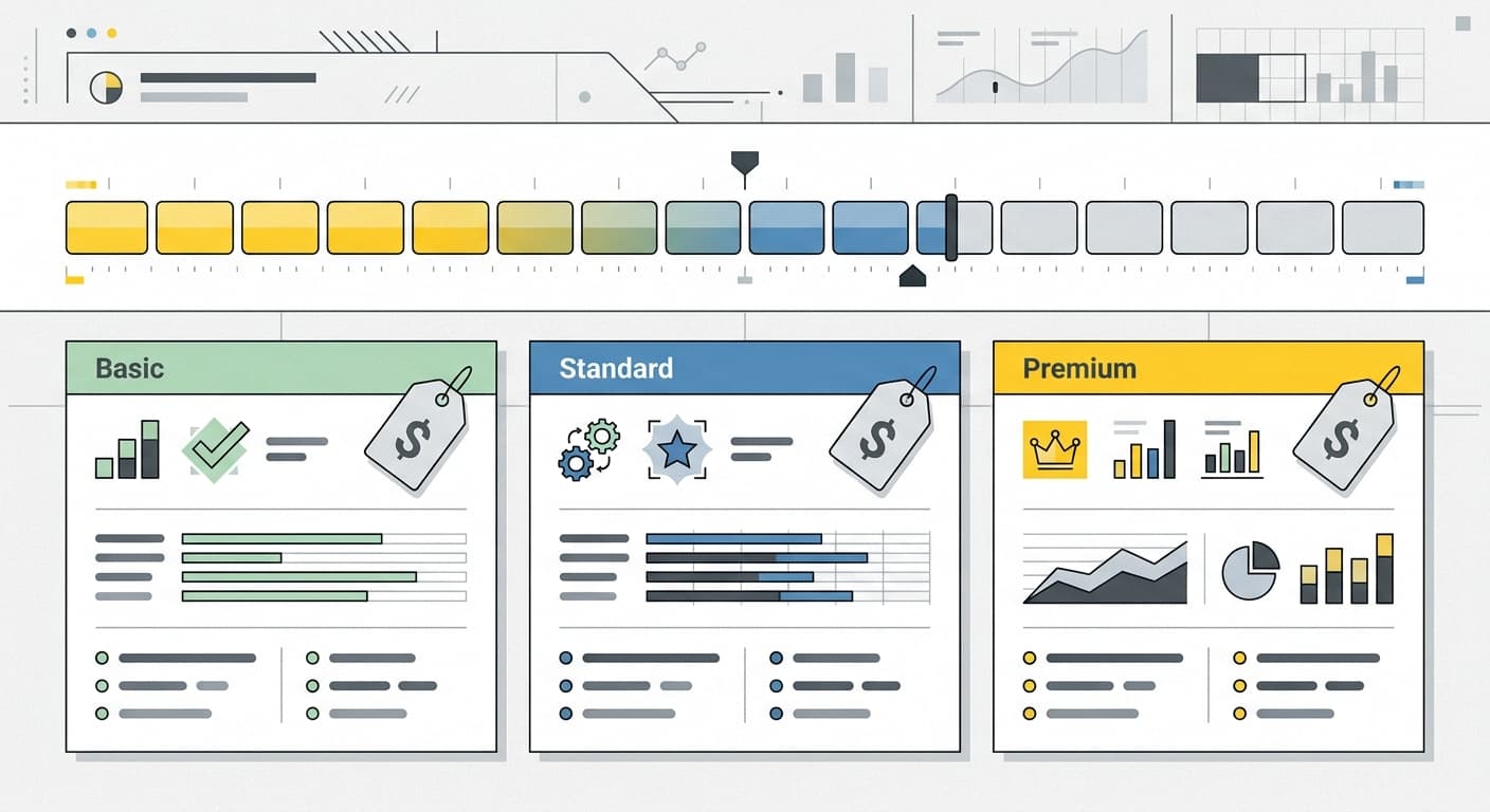 Subscription and credits dashboard with a segmented usage meter